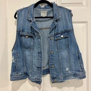 American Eagle Distressed Denim Vest - XXL